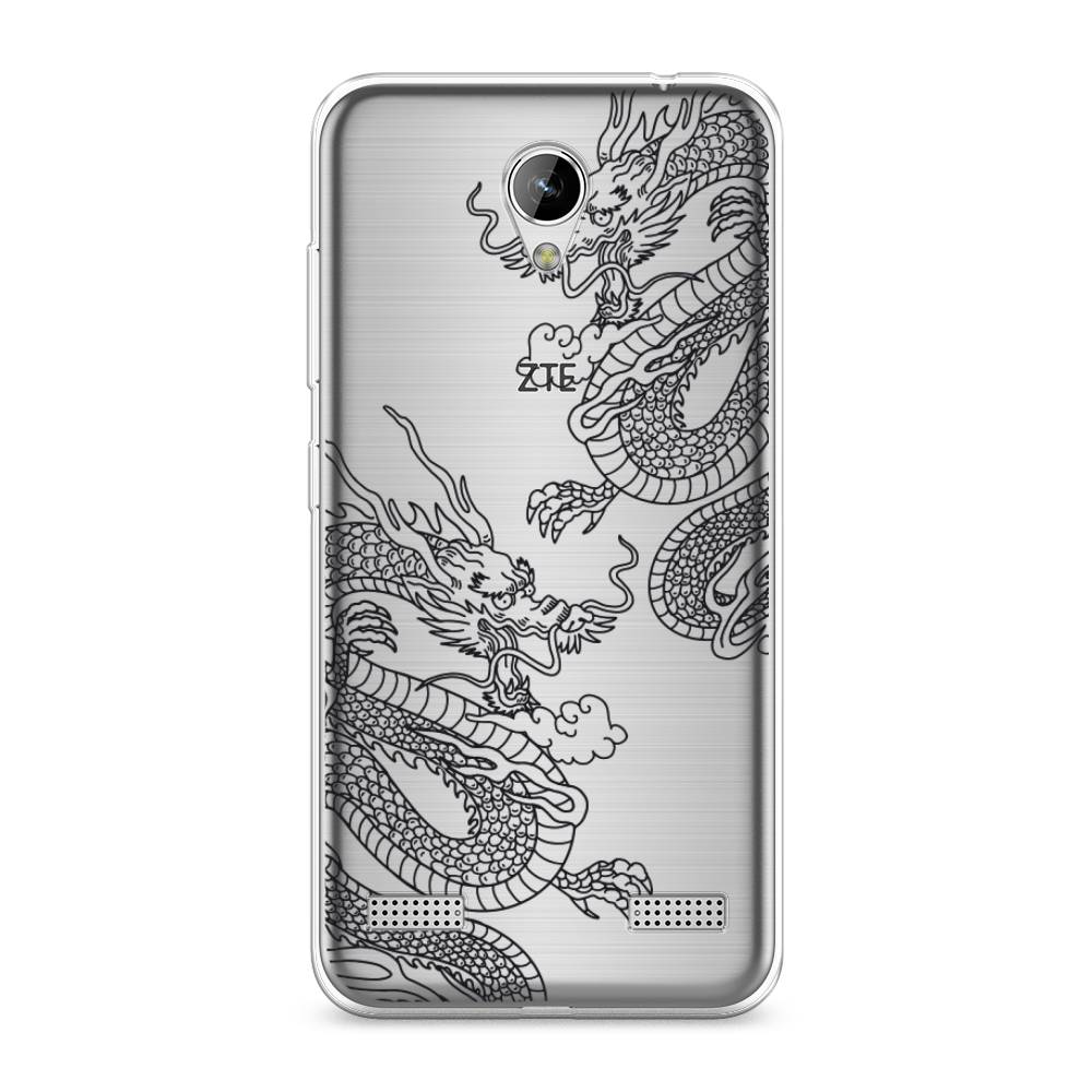 

Чехол на ZTE Blade A520 "Два китайских дракона", Серый;черный, 132050-1