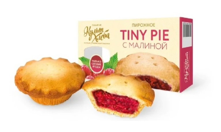 

Пирожное Культ хлеба Tiny Pie с малиновой начинкой 130 г