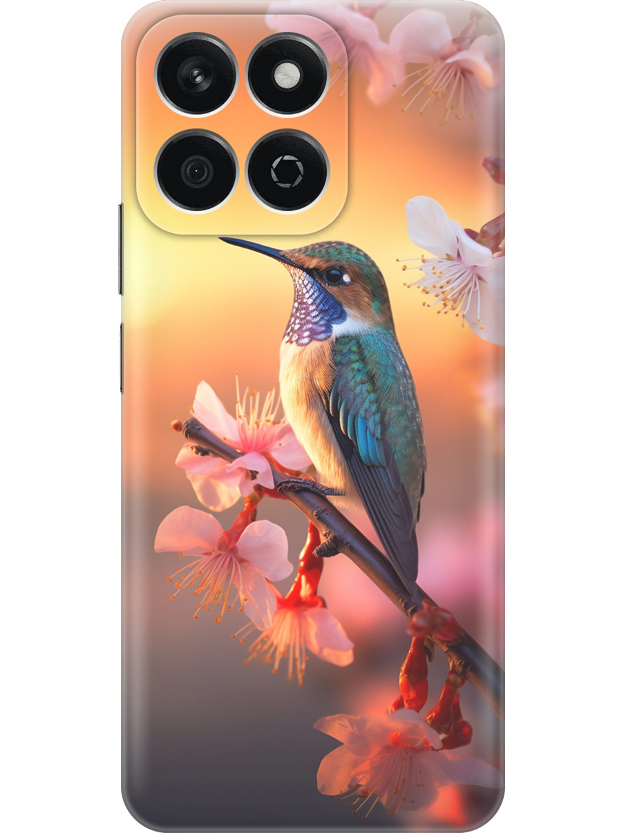 

Силиконовый чехол на Honor X7C с принтом "Птичка и закат", Прозрачный;желтый;красный, 786720521