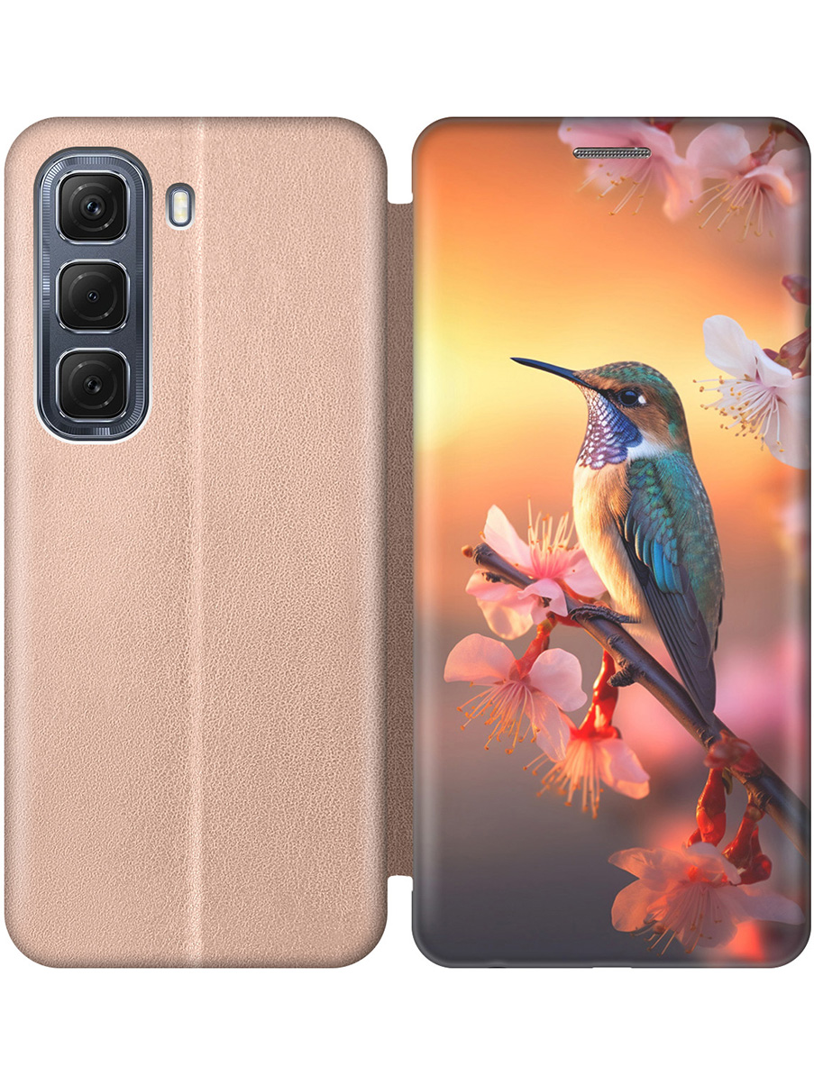 

Чехол-книжка на Infinix Hot 50 4G с принтом "Птичка и закат" золотой, Золотистый;желтый;красный, 786718721