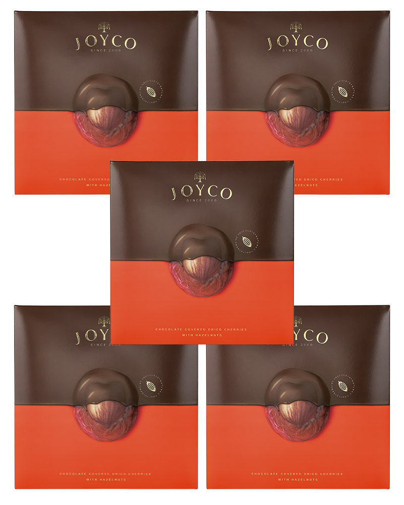 

Шоколадные конфеты JOYCO Сухофрукт вишни в шоколаде с фундуком, 5 шт по 170 г