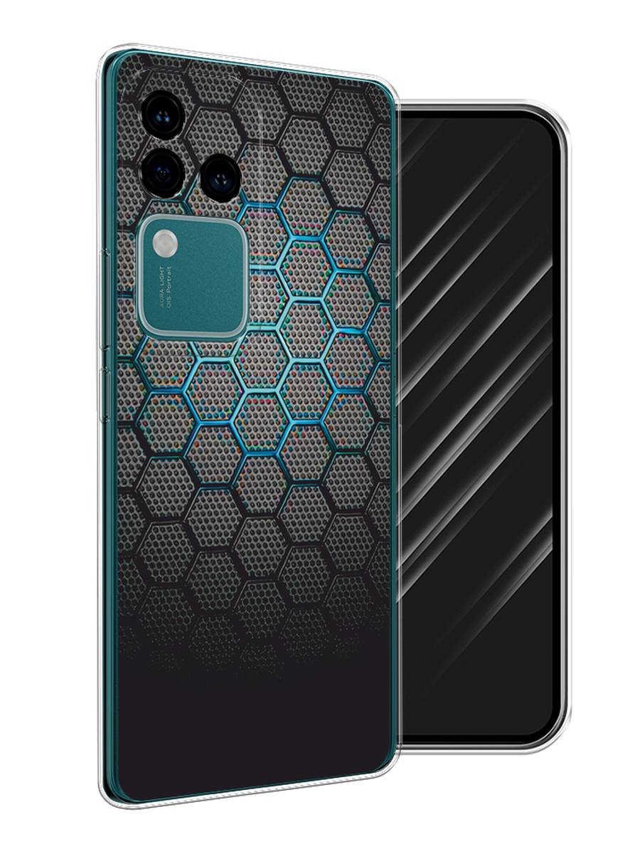 

Чехол Awog на Vivo V30 Pro/S18 Pro "Бирюзовые соты", Бирюзовый;синий;черный, 269950-1