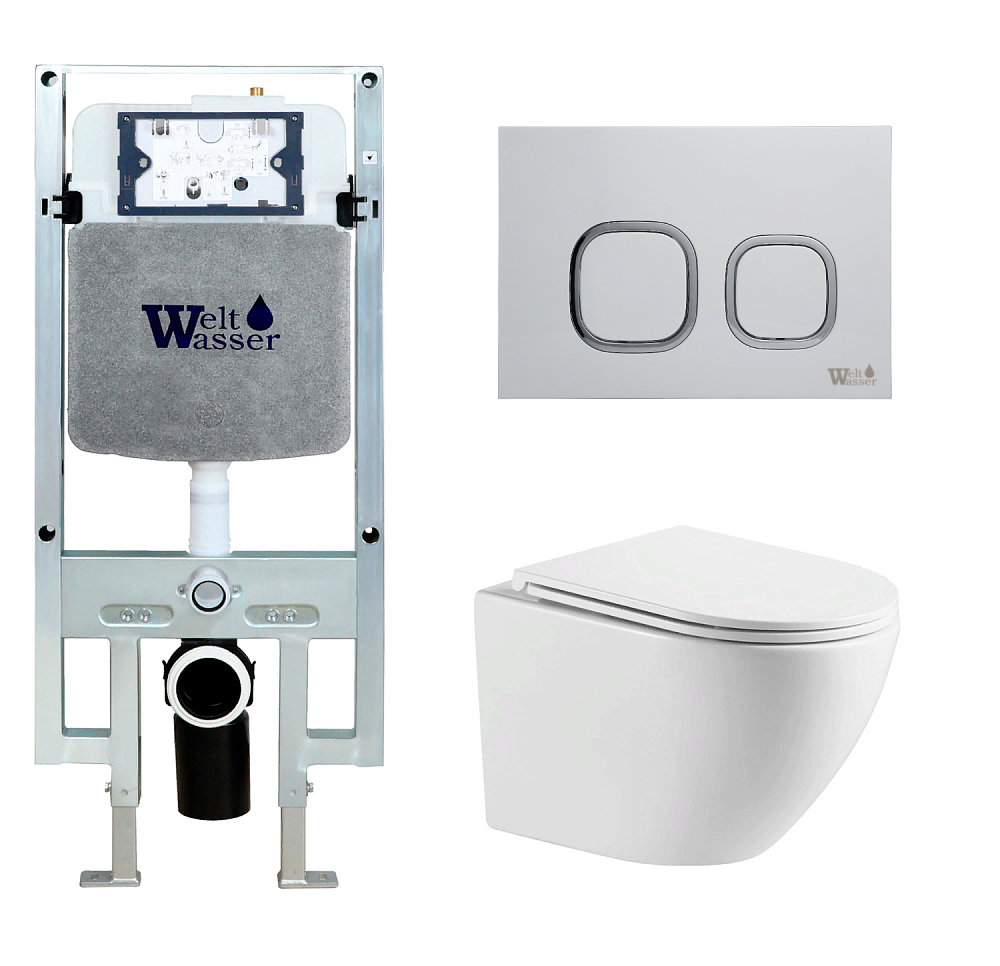 

Унитаз с инсталляцией WeltWasser AMBERG 497 ST + MERZBACH 041 XL GL-WT + AMBERG RD-WT