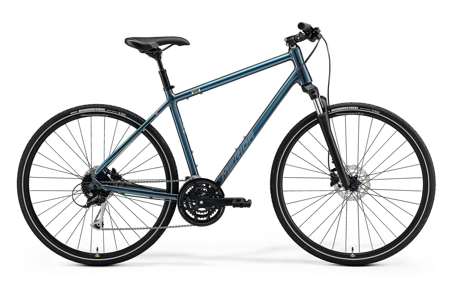 

Велосипед Merida Crossway 100 (2021) teal blue/silver blue/lime, Синий