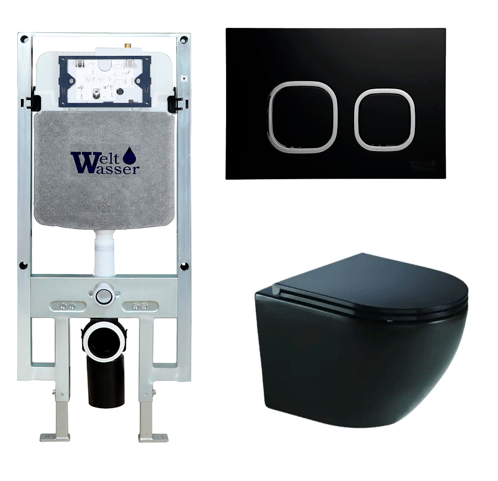 

Унитаз с инсталляцией WeltWasser AMBERG 497 ST + MERZBACH 043 GL-BL + AMBERG RD-BL