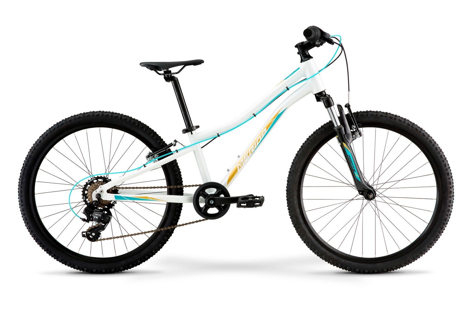 

Велосипед Merida Matts J24 Eco (2022) glossy white/teal/gold, Белый