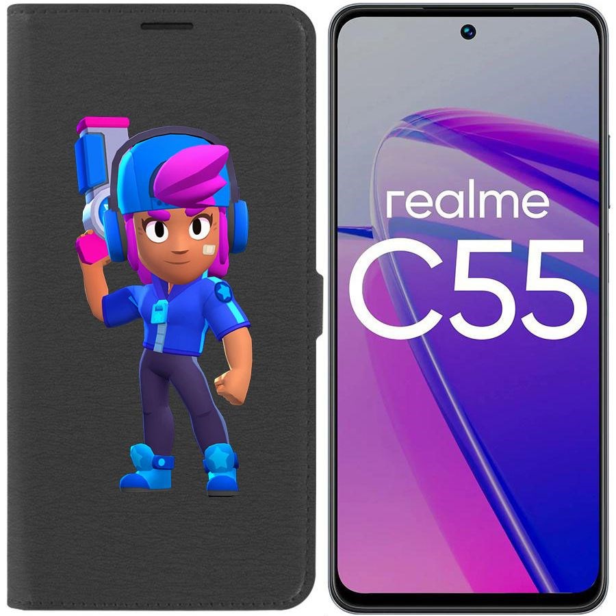 

Чехол-книжка Krutoff Eco Book для Realme C55 Brawl Stars-Звёздная Шелли (черный)