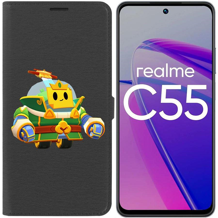 

Чехол-книжка Krutoff Eco Book для Realme C55 Brawl Stars-Изумрудный Принц Спраут (черный)