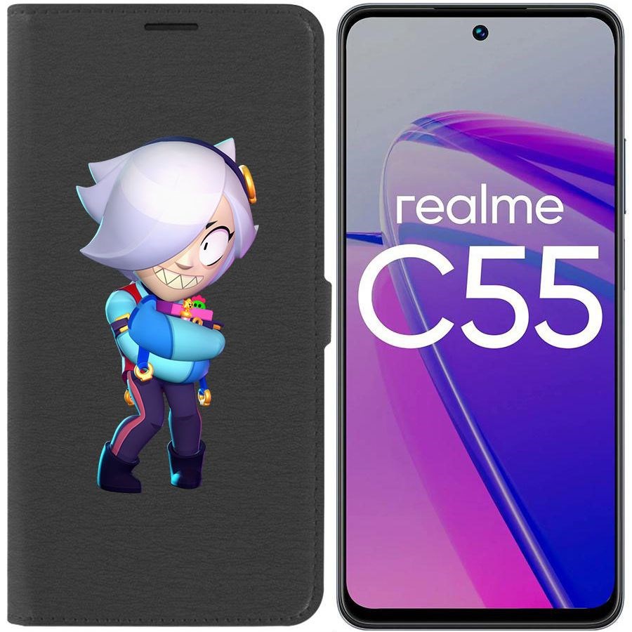 

Чехол-книжка Krutoff Eco Book для Realme C55 Brawl Stars-Колетт (черный)