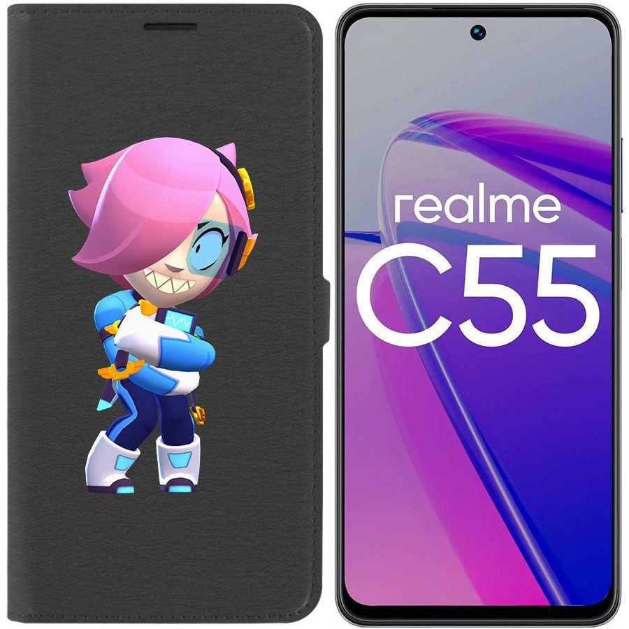 

Чехол-книжка Krutoff Eco Book для Realme C55 Brawl Stars-Колетт Навигатор (черный)