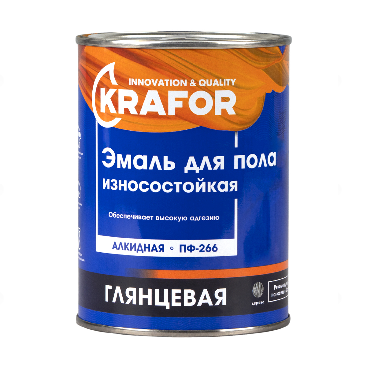 Эмаль ПФ-266 для пола Krafor, алкидная, глянцевая, 0,9 кг, золотистая