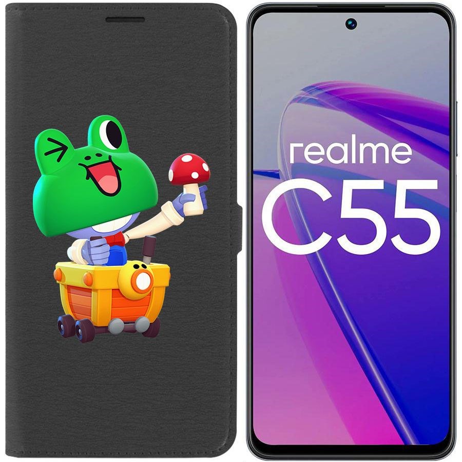 

Чехол-книжка Krutoff Eco Book для Realme C55 Brawl Stars-Леонард Карл (черный)