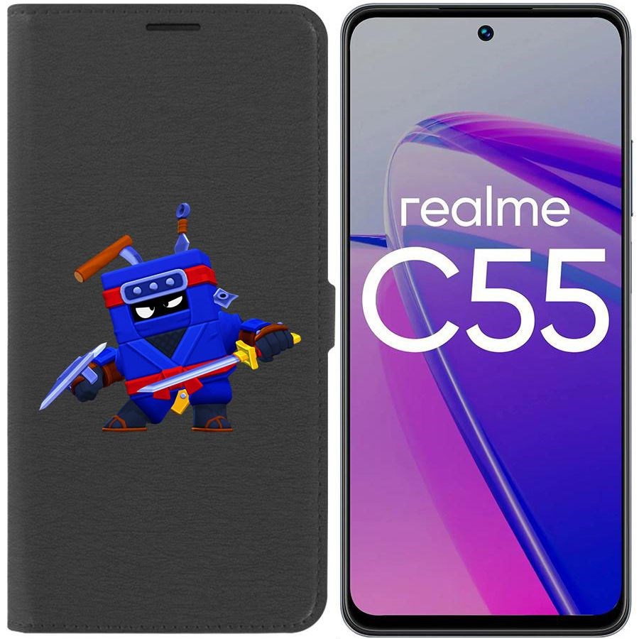 

Чехол-книжка Krutoff Eco Book для Realme C55 Brawl Stars-Ниндзя Эш (черный)