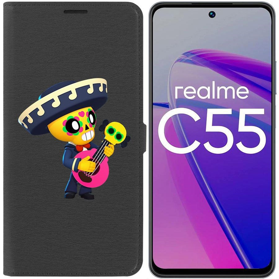 

Чехол-книжка Krutoff Eco Book для Realme C55 Brawl Stars-Поко (черный)