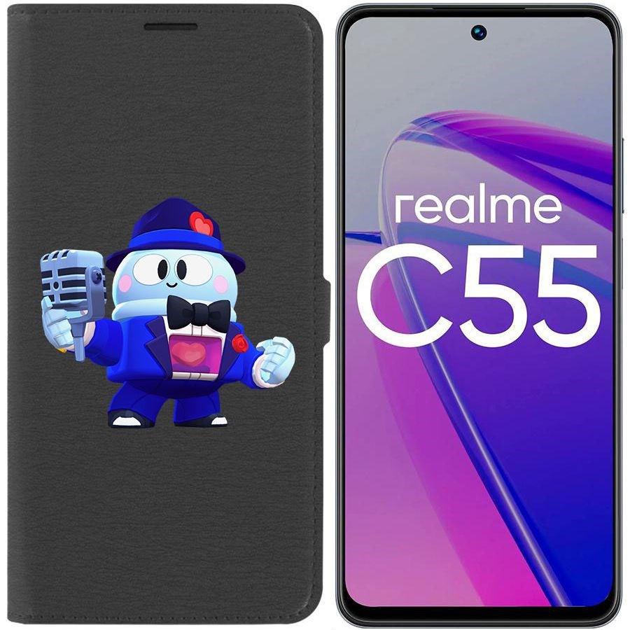 

Чехол-книжка Krutoff Eco Book для Realme C55 Brawl Stars-Стильный Лу (черный)