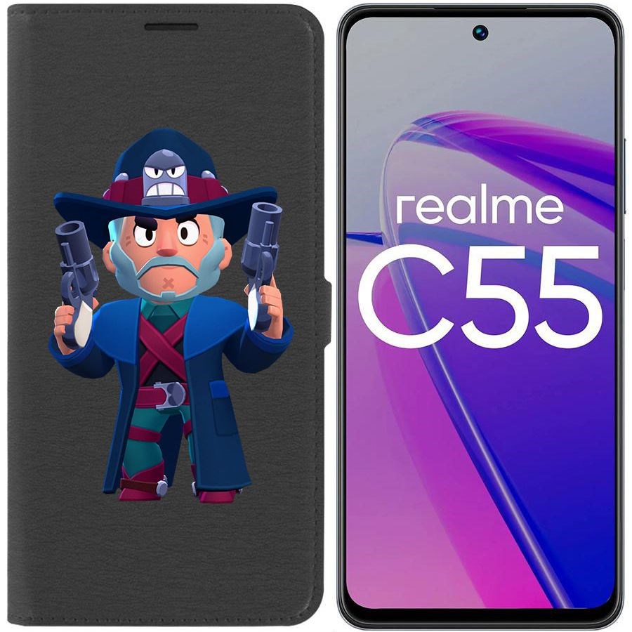 

Чехол-книжка Krutoff Eco Book для Realme C55 Brawl Stars-Стрелок Кольт (черный)