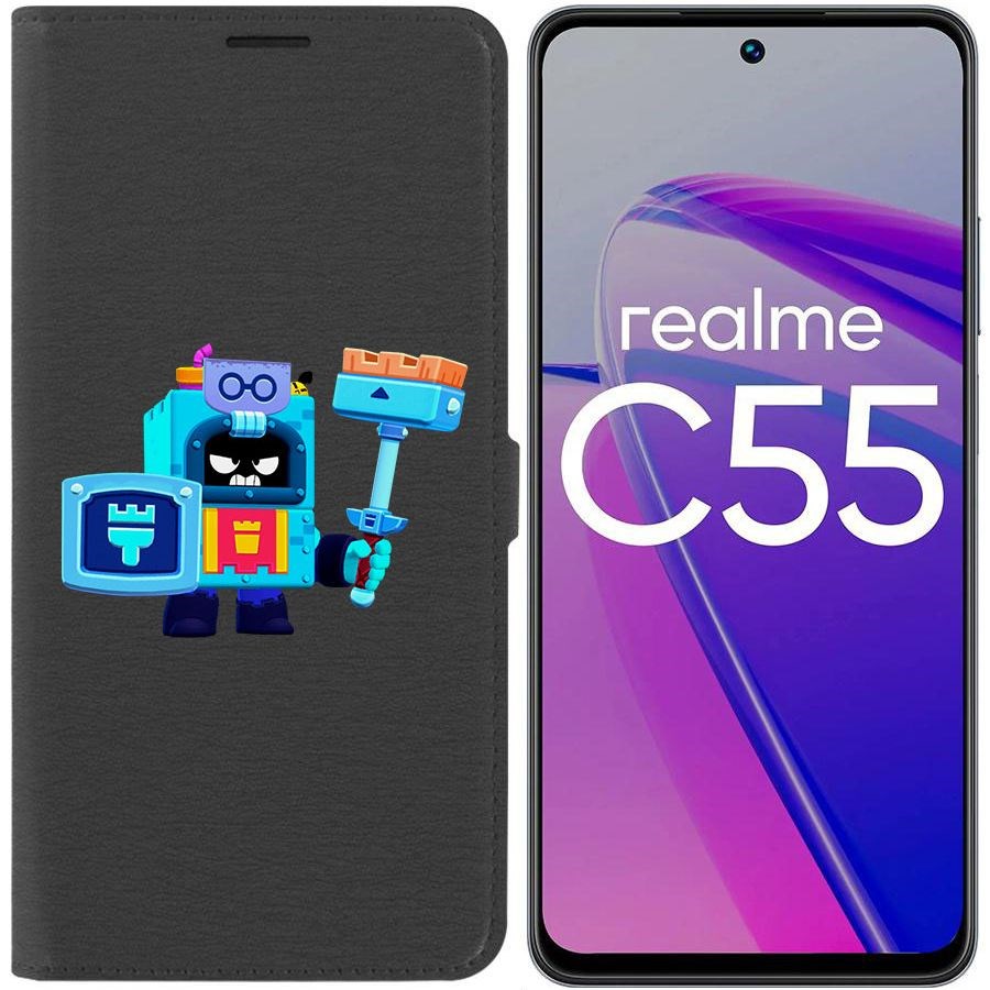 

Чехол-книжка Krutoff Eco Book для Realme C55 Brawl Stars-Эш (черный)