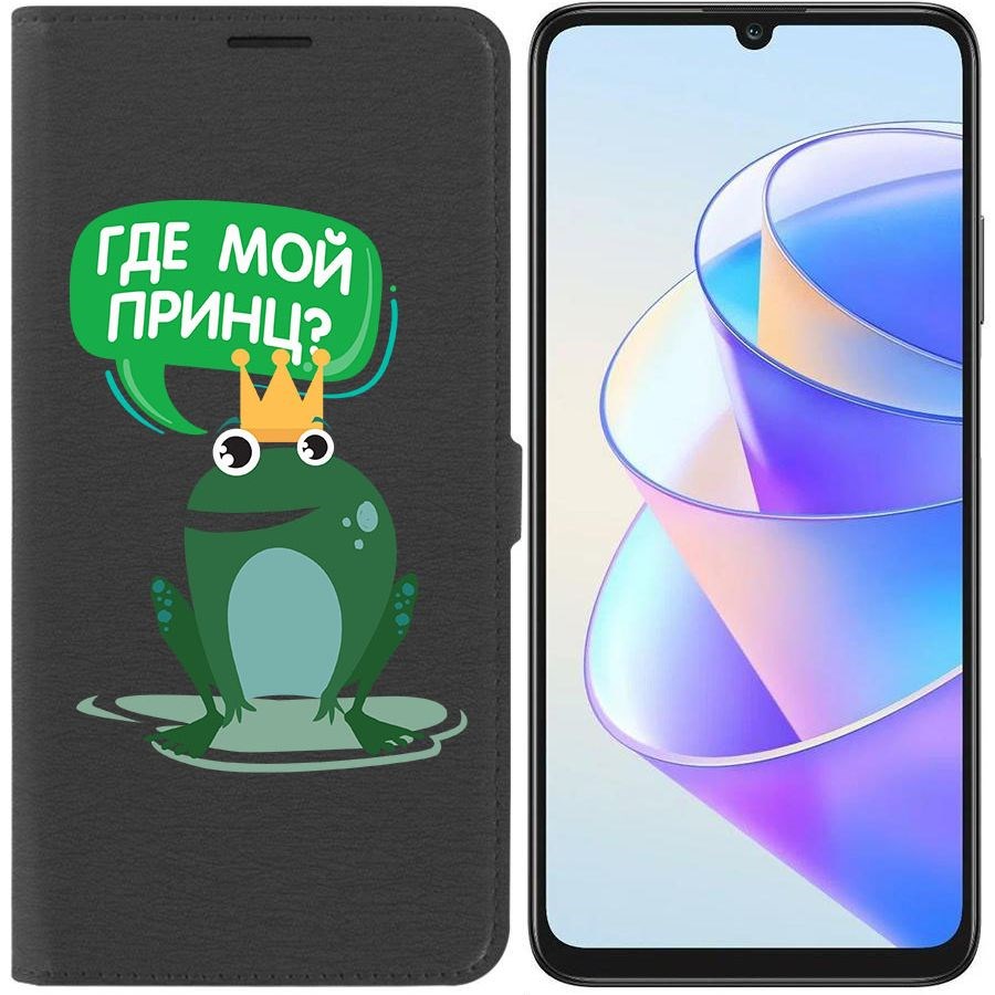 

Чехол-книжка Krutoff Eco Book для Honor X7a Лягушка (черный)