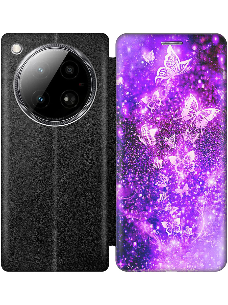 

Чехол-книжка на Infinix Zero 40 4G с принтом "Фиолетовые бабочки" черный, Черный;фиолетовый, 786722321