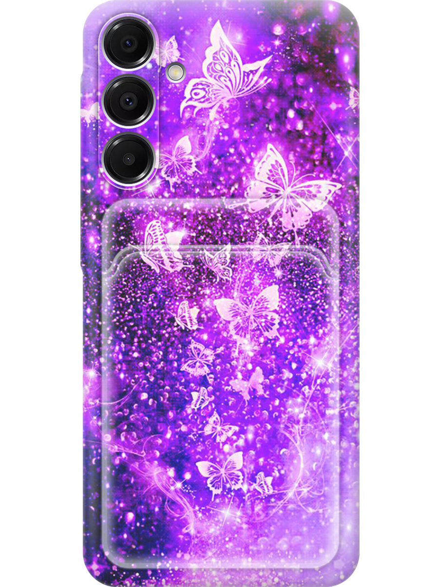 

Силиконовый чехол на Samsung Galaxy A16 с принтом с карманом для карты 841032, Прозрачный;фиолетовый;черный, 786721721