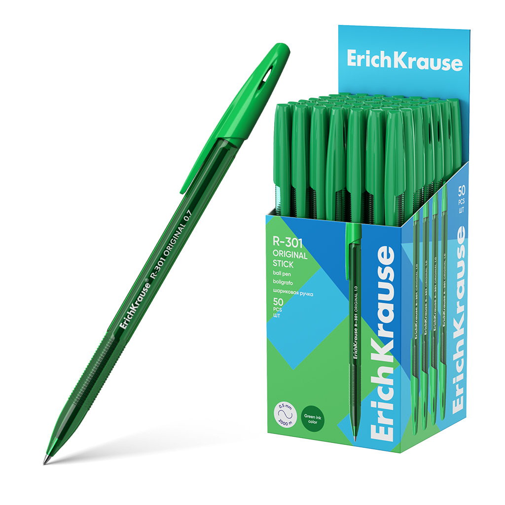

Ручка шариковая ErichKrause R-301 Stick Original 60971 1,0 цвет зеленый, 50 штук