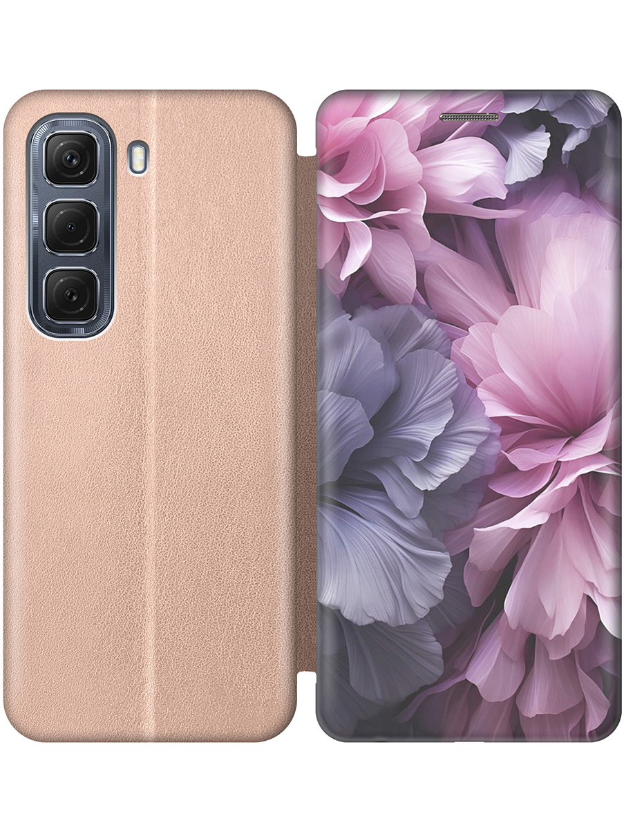 

Чехол-книжка на Infinix Hot 50 4G с принтом "Розово-фиолетовые цветы" золотой, Золотистый;розовый;фиолетовый, 786718721