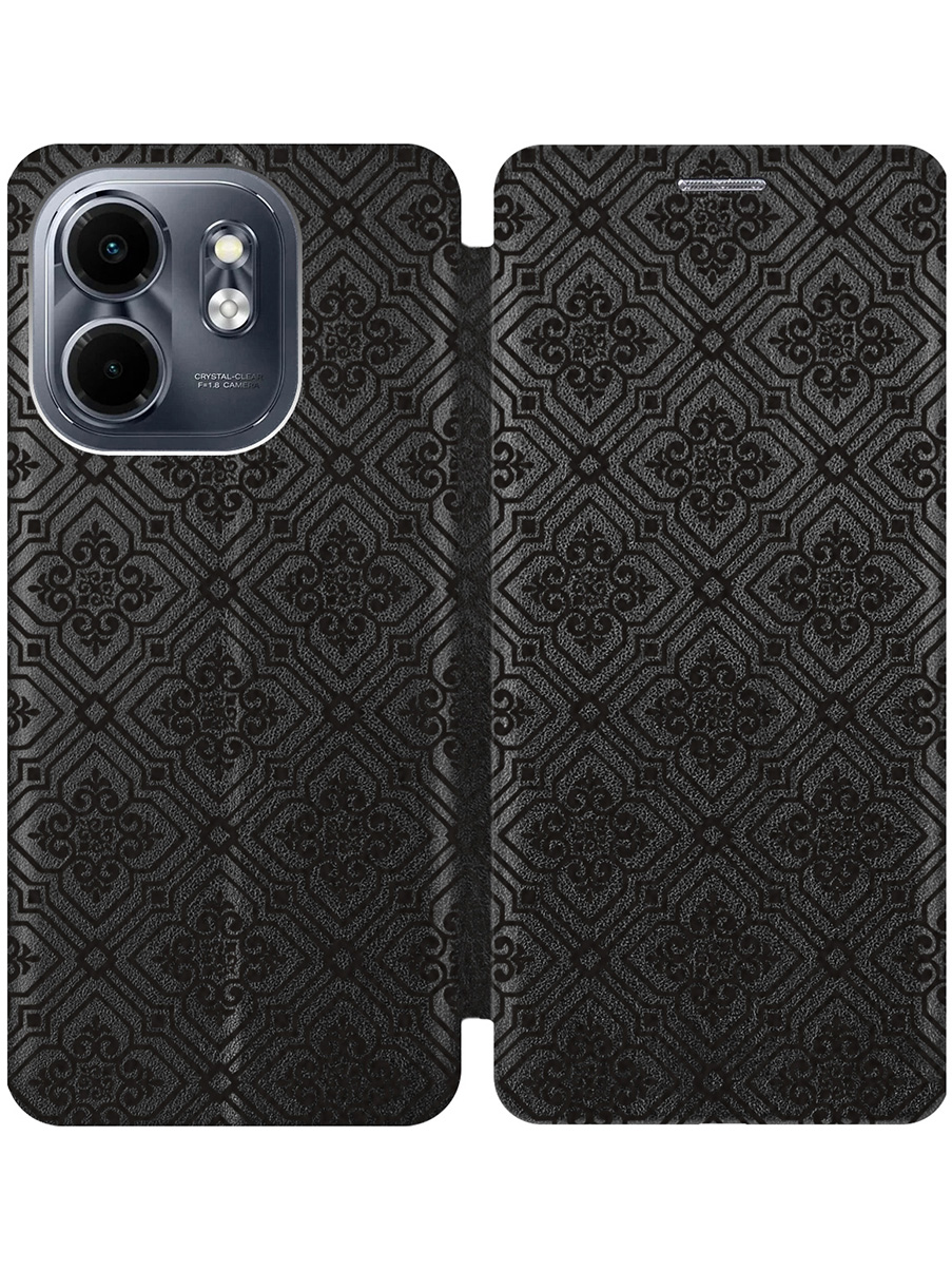 

Чехол-книжка на Infinix Hot 50i/Smart 9 с принтом "Элегантный паттерн" черный, 786719332