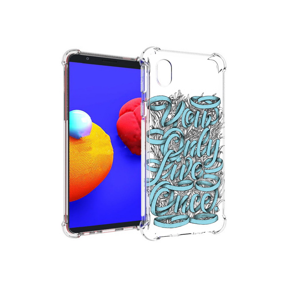 

Чехол MyPads Tocco для Samsung Galaxy A01 Core слова из ленты абстракция, Прозрачный, Tocco