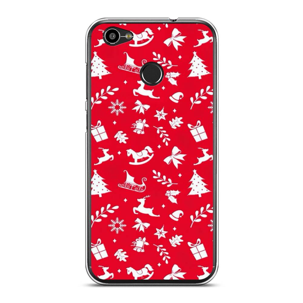 

Чехол на ZTE Blade A6 "Красный новогодний фон", Красный;белый, 132350-5