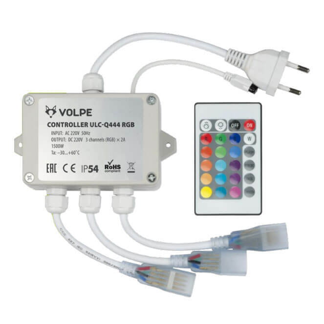 фото Контроллер для светодиодных rgb лент 220в volpe ulc-q444 rgb white ul-00002275