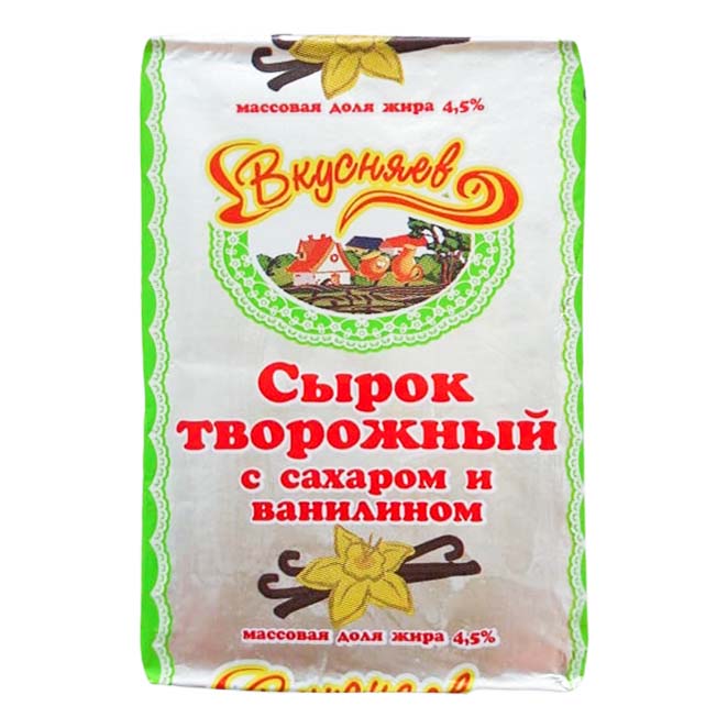 

Творожный сырок Вкусняев с сахаром и ванилином бзмж 4,5% 100 г