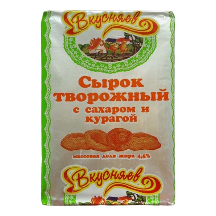 фото Творожный сырок вкусняев с сахаром курагой 4,5% бзмж 100 г