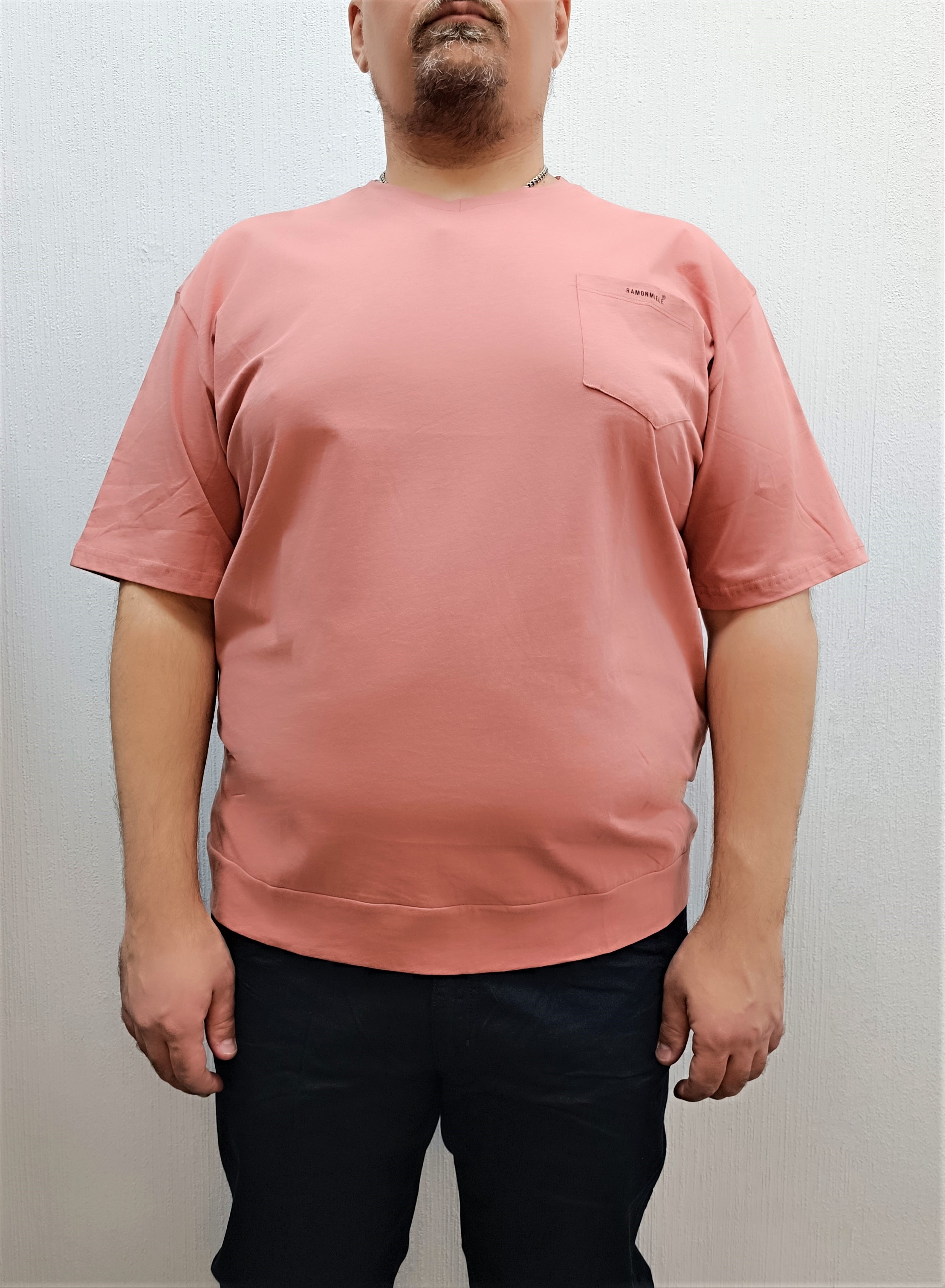 Футболка мужская Ramon Miele 7004 розовая 68 RU