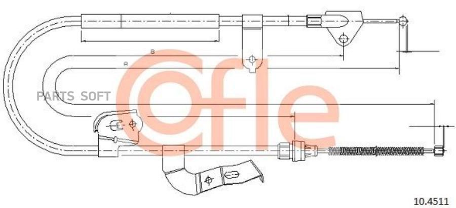 

COFLE 92.10.4511 Трос стояночного тормоза CITROEN C1 05-/ PEUGEOT 107 / TOYOTA AYGO L: 148