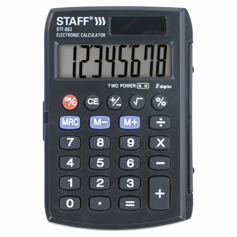Калькулятор карманный Staff STF-883 (95х62 мм), 8 разрядов, двойное питание, 250196, 2 шт