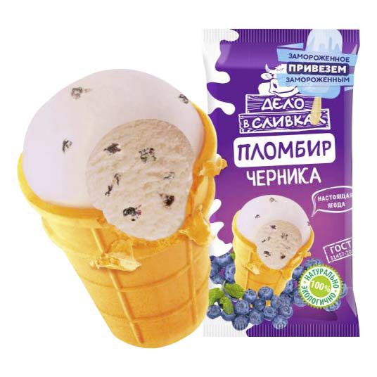 

Мороженое Дело в сливках пломбир черничный 70 г