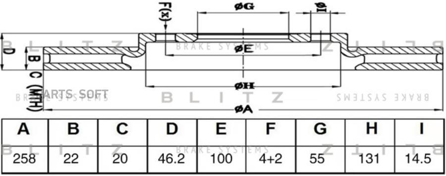 

Диск тормозной передний BLITZ BS0527