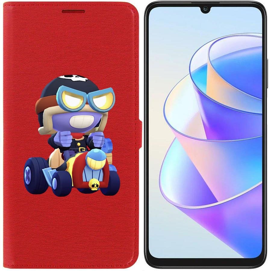 

Чехол-книжка Krutoff Eco Book для Honor X7a Brawl Stars-Безумный Карл (красный)