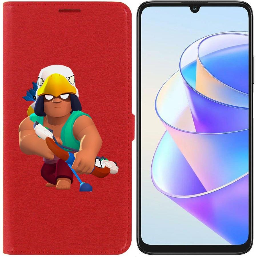 

Чехол-книжка Krutoff Eco Book для Honor X7a Brawl Stars-Бо (красный)