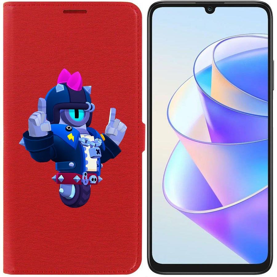 

Чехол-книжка Krutoff Eco Book для Honor X7a Brawl Stars-Дикий Сту (красный)