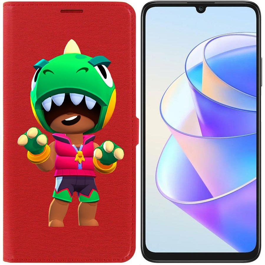 

Чехол-книжка Krutoff Eco Book для Honor X7a Brawl Stars-Дино Леон (красный)