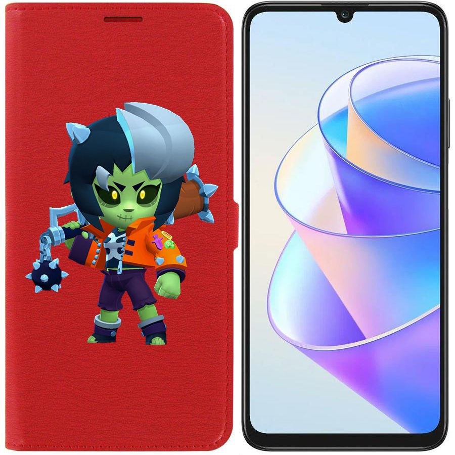 

Чехол-книжка Krutoff Eco Book для Honor X7a Brawl Stars-ЗомБиби (красный)
