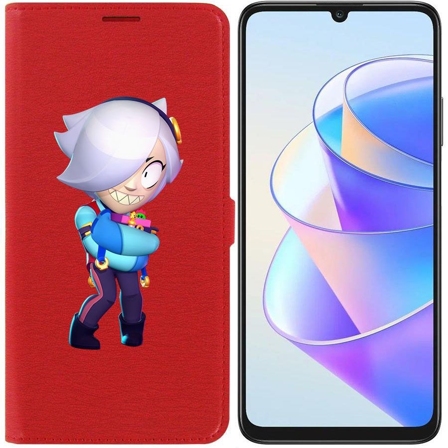 

Чехол-книжка Krutoff Eco Book для Honor X7a Brawl Stars-Колетт (красный)
