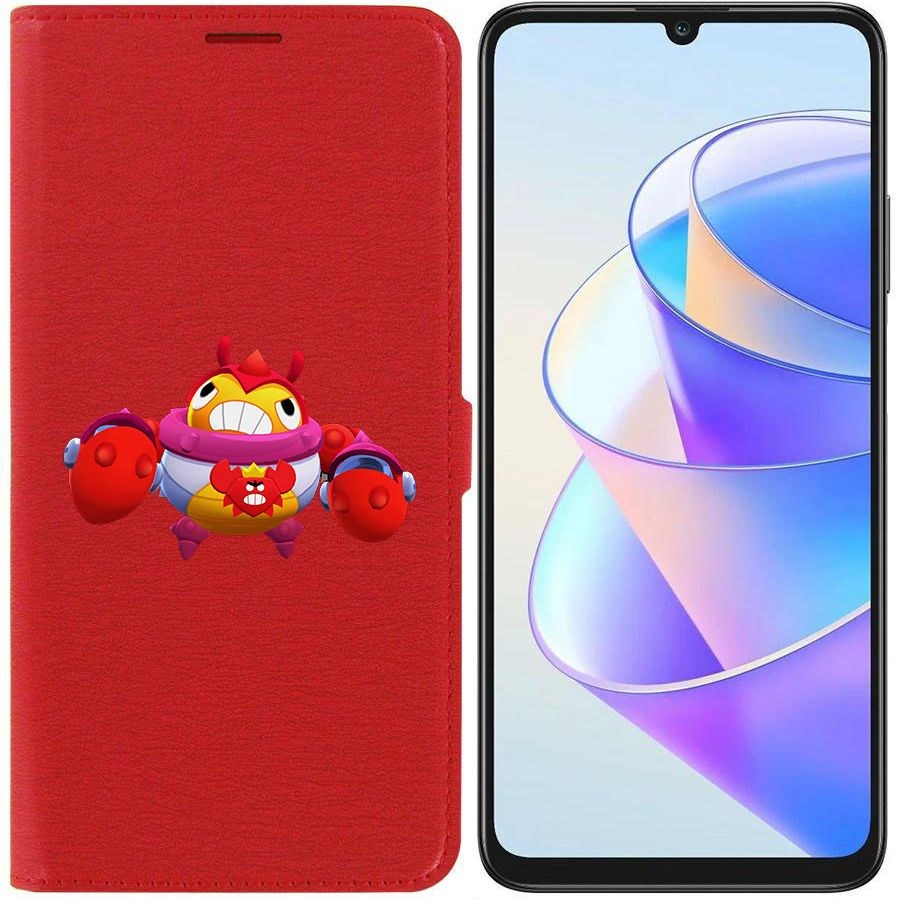 

Чехол-книжка Krutoff Eco Book для Honor X7a Brawl Stars-Краб Тик (красный)