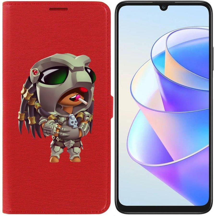 

Чехол-книжка Krutoff Eco Book для Honor X7a Brawl Stars-Леон Хищник (красный)