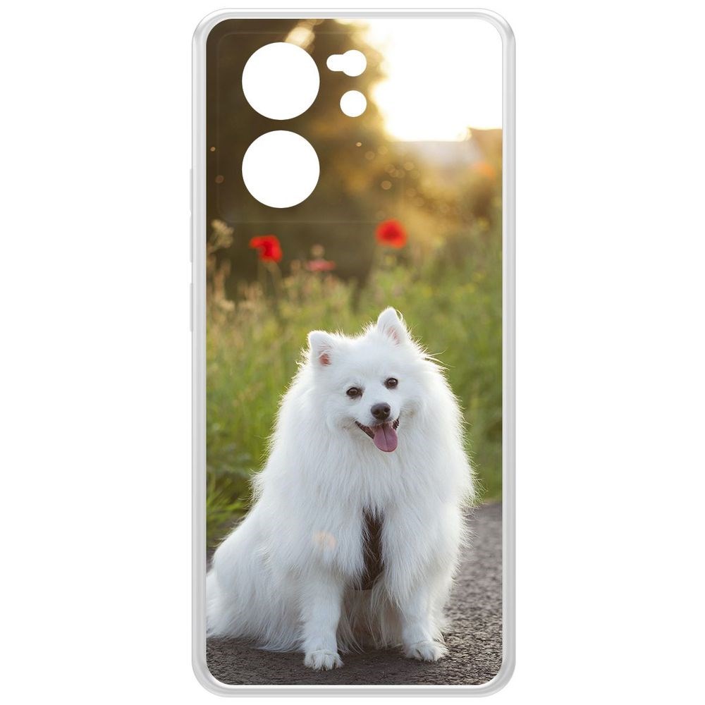 

Чехол-накладка Krutoff Clear Case Белый шпиц для Xiaomi 13T, Прозрачный