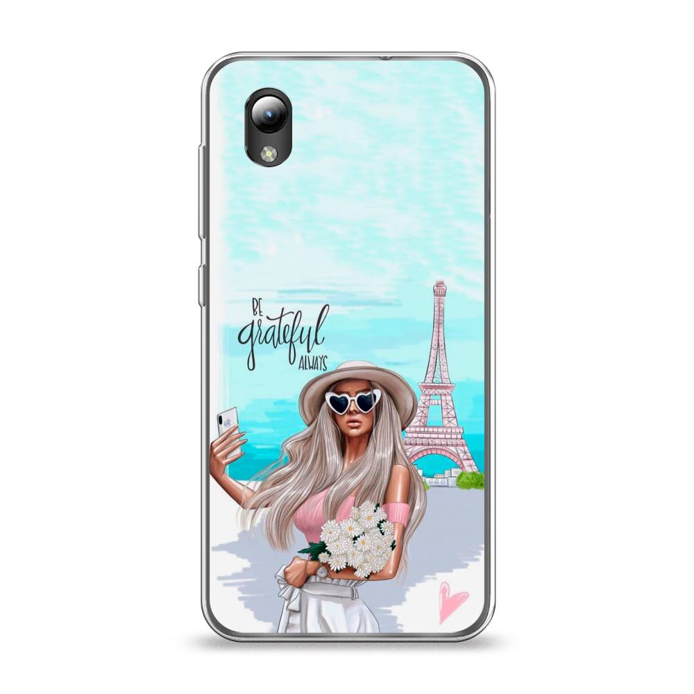 

Чехол на ZTE Blade A3 2019/L8/ZTE Blade A31 lite "Селфи Париж", Голубой;бежевый, 132950-6