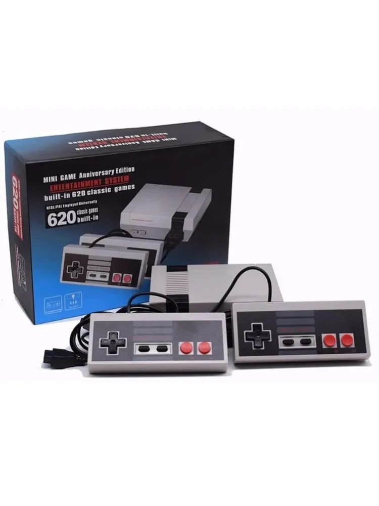 

Игровая ретро-приставка на 620 встроенных игр (8 bit) + 2 игровых джойстика, Черный