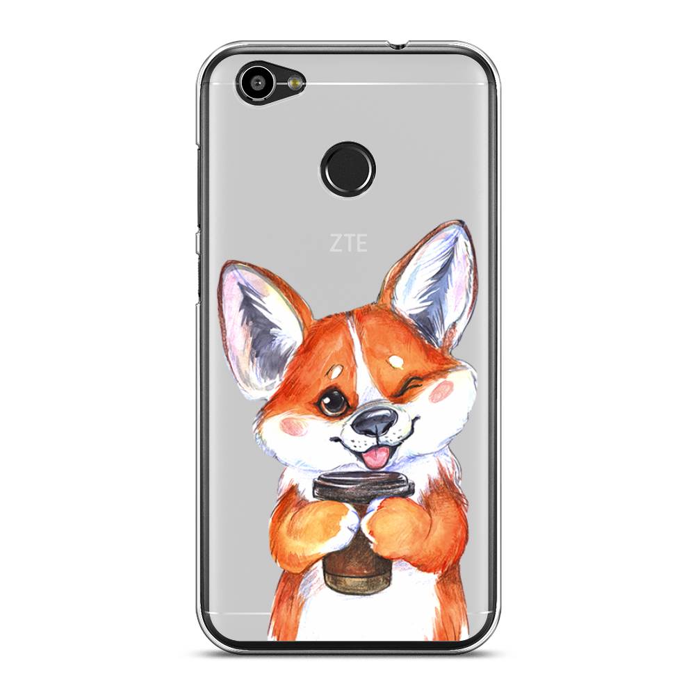 

Чехол на ZTE Blade A6 "Корги с кофе", Оранжевый;белый, 132350-4