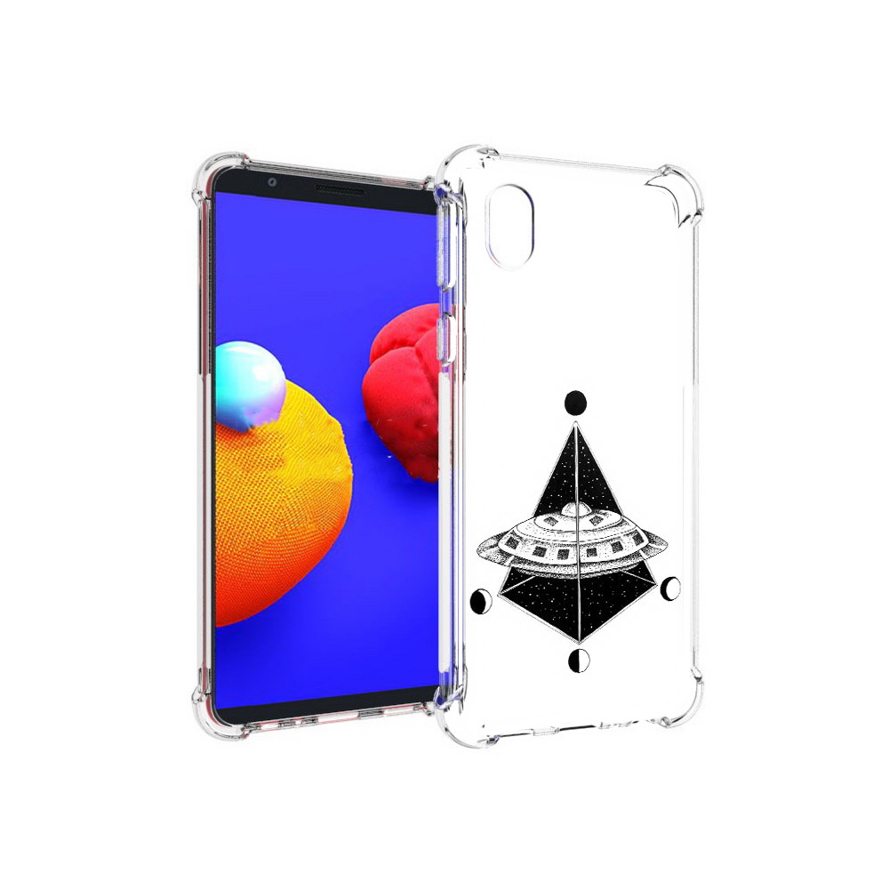 Чехол MyPads Tocco для Samsung Galaxy A01 Core черно белая летающая тарелка